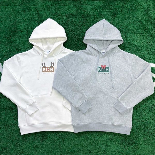 

hoodie kith christmas couple fashion street sweater loose printed cotton liner for men and women, Black