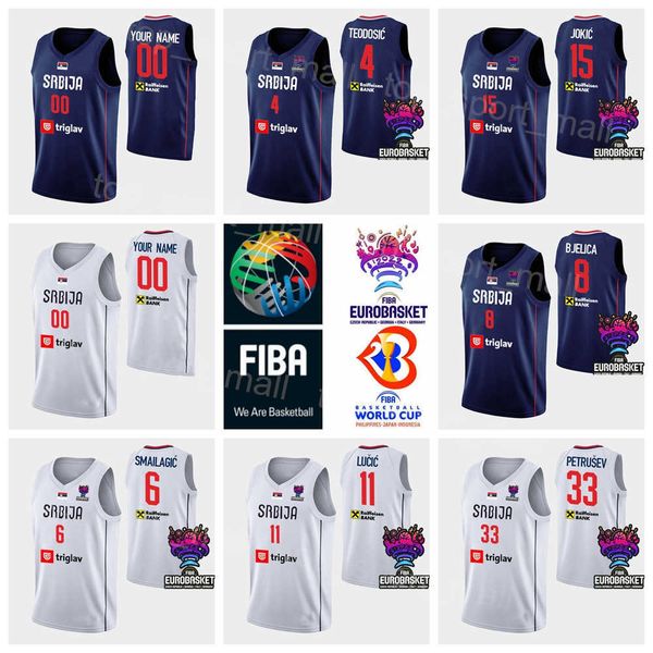 

printed 2022 eurobasket serbia basketball jersey national team nikola 15 4 milos teodosic 30 aleksa avramovic 14 dusan ristic 9 vanja marink, Black