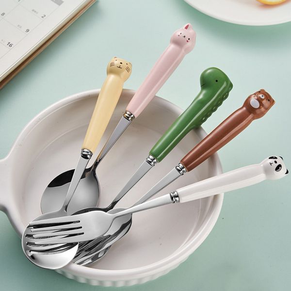 

cups dishes utensils baby gadgets tableware set children utensil stainless steel toddler dinnerware cutlery cartoon infant food feeding spoo