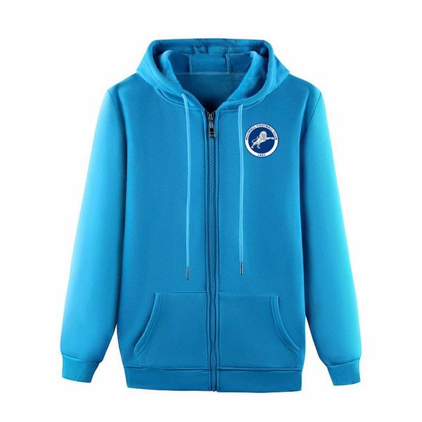 

millwall fc soccer jackets soccer jerseys sports training jacket fashion leisure hooded jackets long sleeve football jackets fans 226g, Black