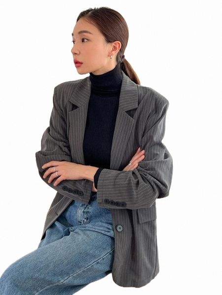 

women's two piece pants dazy pinstriped print single breasted blazer p1ul#, White