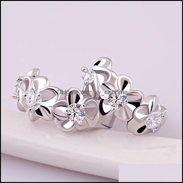 

hoop huggie flower plated sier ear buckle woman student round face lovely earrings button earring jewelry accessories fash yydhhome dhncm, Golden;silver