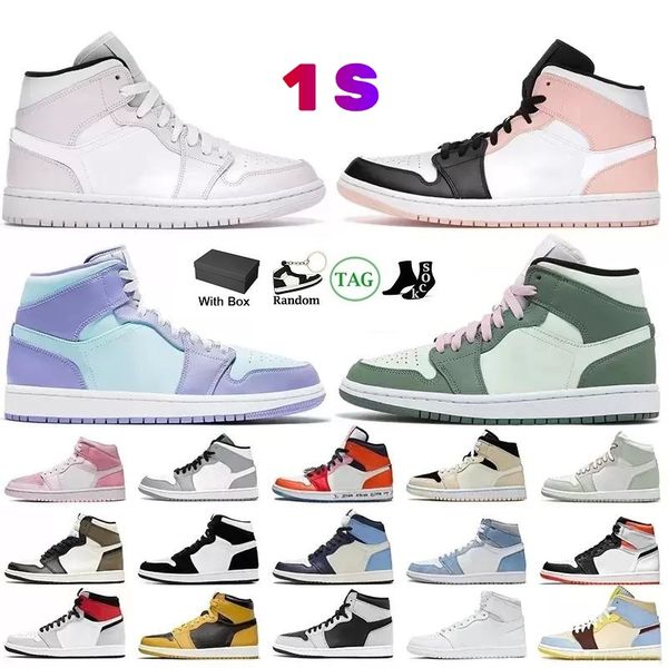 

casual shoes with box university blue 1 og basketball jumpman 1s high dark mocha unc light smoke grey hyper chicago patent bred royal toe me, Black