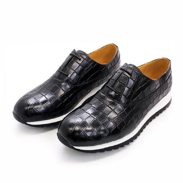 

lace-up men's leather shoes handmade fashion comfortable non-slip office banquet wedding elegant shoes da64, Black