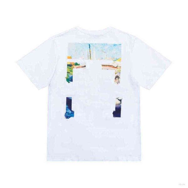 

summer mens t shirts cotton casual cross offs tshirts oil painting short sleeves t-shirt printing, White;black