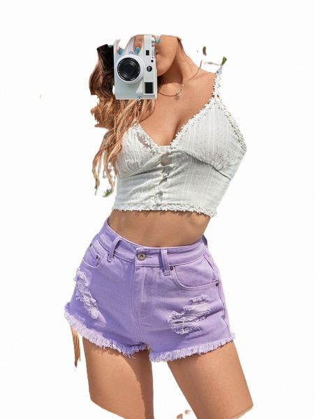 

women's shorts ripped raw cut denim shorts 2022 new y9io#, White;black