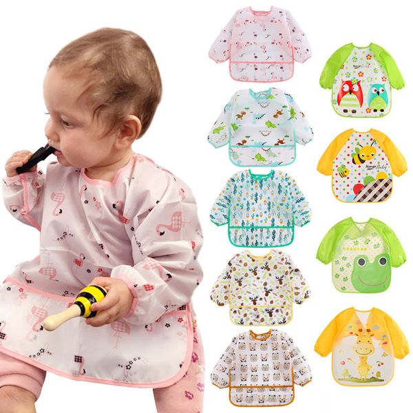 

bibs burp cloths cute baby children kids toddler waterproof long sleeve art smock feeding apron fit 0 6 years stuff 220906