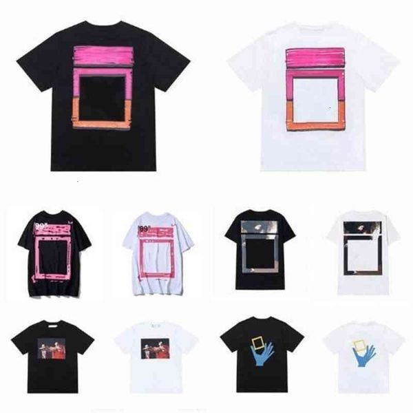 

brand mens fashion offs t shirts designer classic back arrow melt gradient t-shirt luxury 3d letter print casual loose clothing women top, White;black