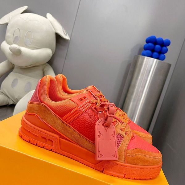

2022ss qulity sports brand flat designer leather men's shoes luxury white casual lace up outdoor sneakers classic color very comfortabl, Red;white