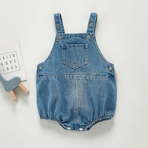 

rompers baby boys girls clothing sleeveless baby denim bodysuits kids jumpsuit autumn baby denim overalls 220905, Blue