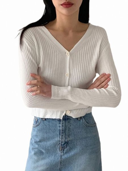 

women's sweaters dazy solid button up rib-knit cardigan 23lf#, White;black