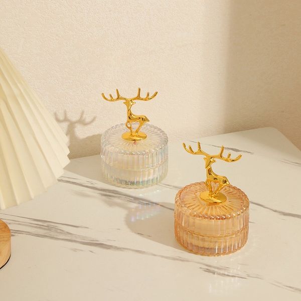 

elegant romantic solid incense antler shaped scented candles with glass cup home decoration