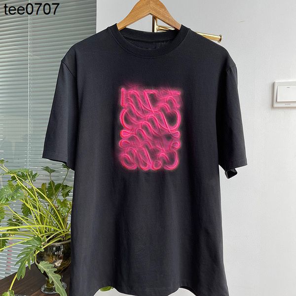 

lofw tee fluorescent powder cotton embroidery couple t-shirt round neck pullover short sleeve spring and summer new, White