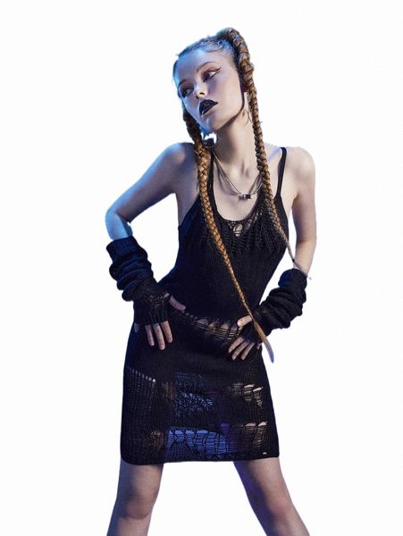 

women's sweaters romwe cyber luvr solid distressed knit dress & 1pair oversleeves s5ax#, White;black