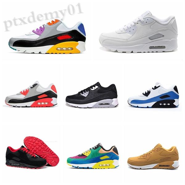 

2018 90 mens womens shoes classic full black white red trainer cushion surface breathable sports sneakers shoes eur sz36-45 ww07252y, Black;brown