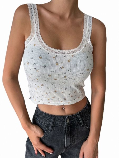 

women's tanks & camis dazy ditsy floral lace trim cami w7au#, White