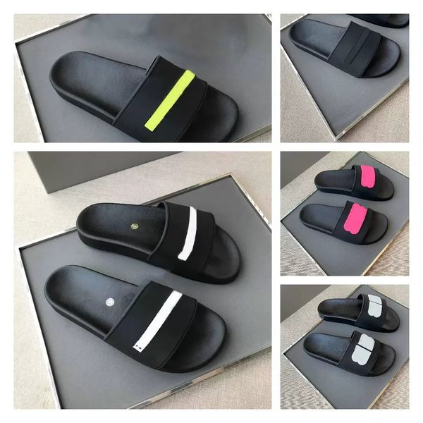 

designer slides slippers for men women sandals letters relief paris black white red flats bottoms sliders summer pool bathroom beach shoes