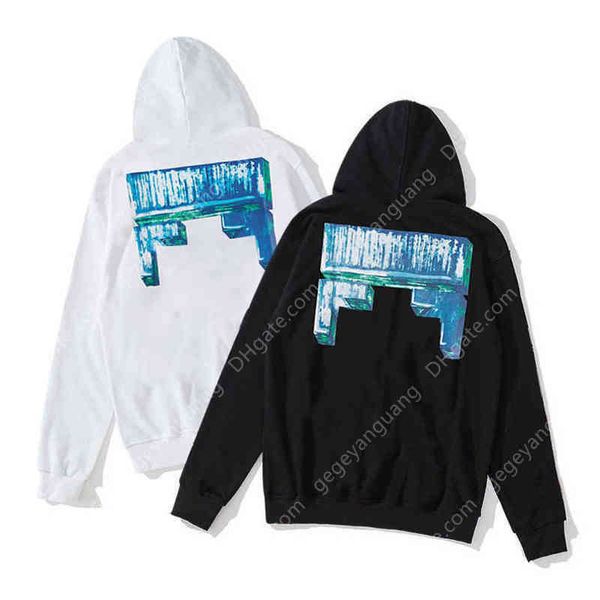 

mens loose fashion offs hoodies brand classic sweatshirts hoodie cotton pullover long sleeved back oil paint arrow x men women4, Black
