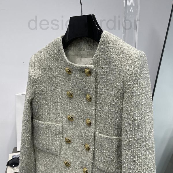 

women's hoodies & sweatshirts designer genuine ce family small fragrant bean green short round neck double row button tweed coat is ver, Black