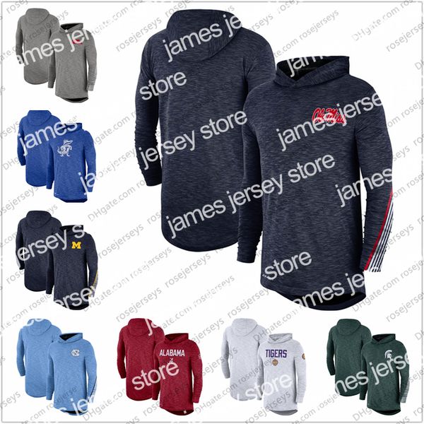 

outdoor jackets hoodies men's ncaa ole miss rebels 2019 sideline long sleeve hooded performance heather gray navy blue red size s-3xl, Blue;black