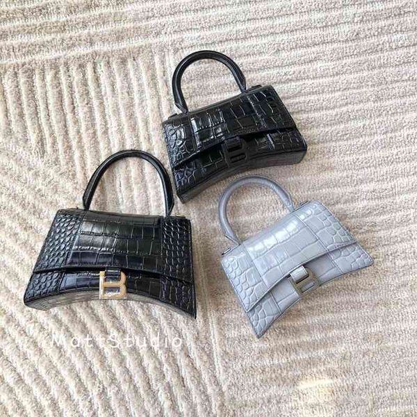 

level fashion bags bale'ciga's designer sense shoulder spot hourglass grey embossing texture luxury style female fashion brand tot