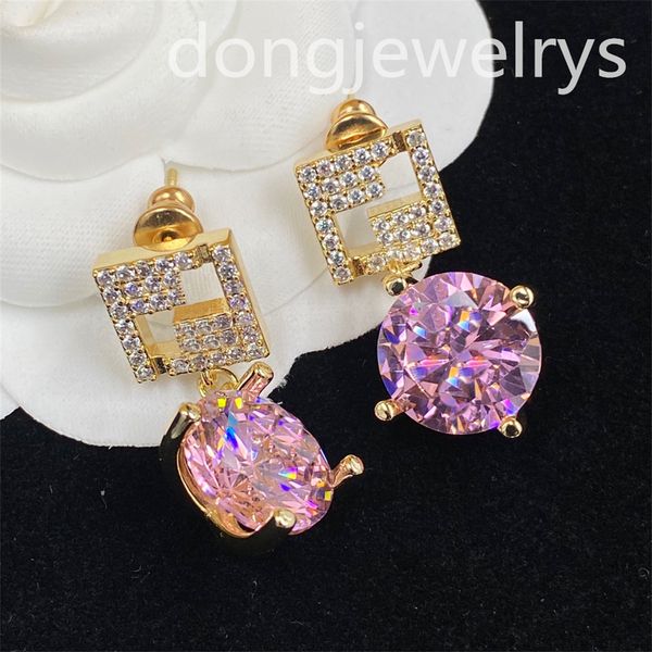 

designer stud rainbow crystal hoop earring dongjewelrys square shape inlaid diamond earrings elegant and generous banquet jewelry, Golden;silver