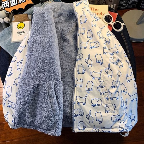 

women's down parkas autumn winter women jacket loose cotton-padded casual lamb wool can be worn on both sides long sleeve coat clothes, Black