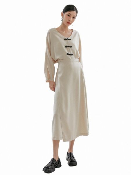 

two piece dress dazy solid button front blouse & skirt t3fu#, White