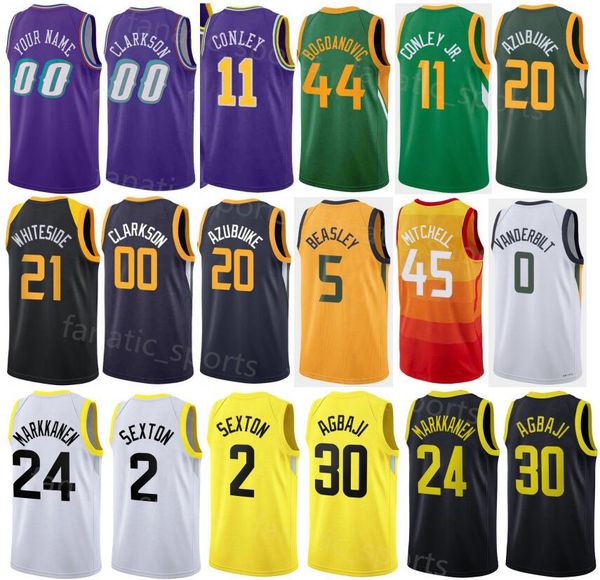 

screen print men youth city earned basketball collin sexton jersey 2 classic mike conley 11 bojan bogdanovic 44 udoka azubuike 20 jared butl, Black;red