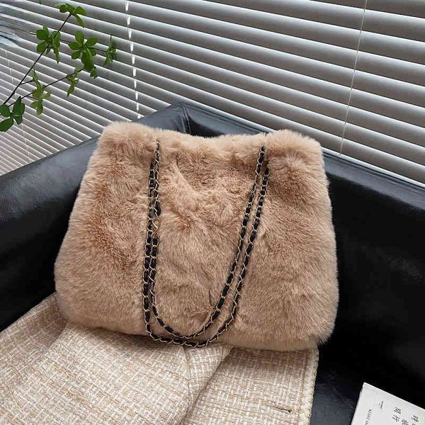 

shopping bags autumn and winter plush bags women's type chain single shoulder bag plush bundle mouth crossbody bag versatile underarm b
