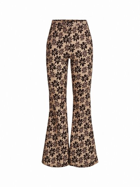 

women's pants & capris mod allover floral flare leg pants q9x2#, Black;white