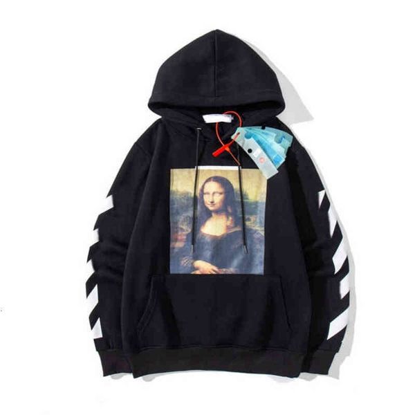 

classic mens loose offs sweatshirts tracksuits fashion brand hoodie designers luxury pullover back oil paint arrow x women t shirt, Black