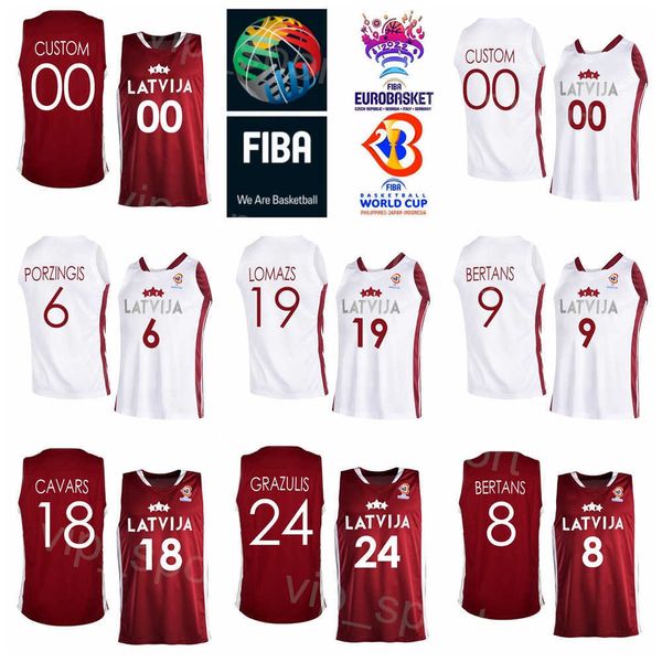 

print national team rihards lomazs basketball jersey latvia 2022 eurobasket 9 dairis bertans 24 andrejs grazulis davis bertans klavs cavars, Black;red
