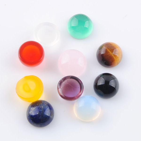 

natural gemstones loose beads no hole 6x4mm round cabochon tigers eye amethysts rose quartzs lapis lazuli agates opal bu331, Black