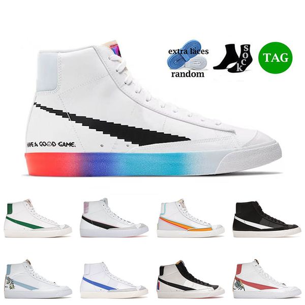 

designer blazer mid 77 vintage running shoes jumbo glaze powder pink oxford black bright crimson white indigo mens women trainers athletic s, White;red