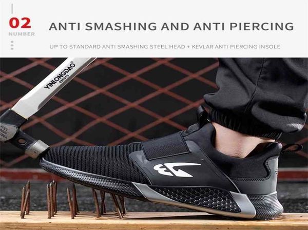 

safety shoes antismashing antipiercing protection work nonslip wearresistant breathable 210826, Black;brown