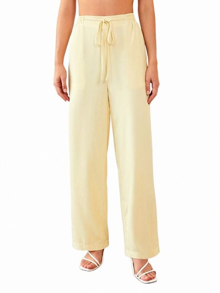

women's pants & capris solid tie front wide leg pants t0jk#, Black;white