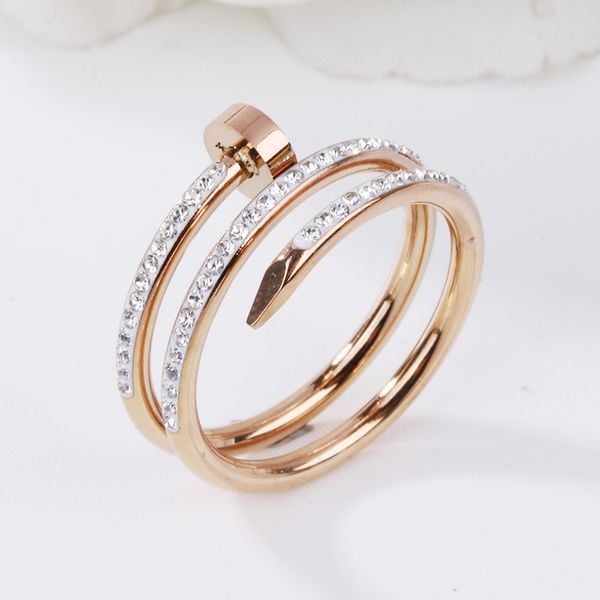 

luxury brand diamond nail ring brand jewelry for women wedding gift, Silver