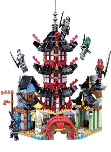 

737pcs diy temple of airjitzu ninjagoes smaller version building blocks set