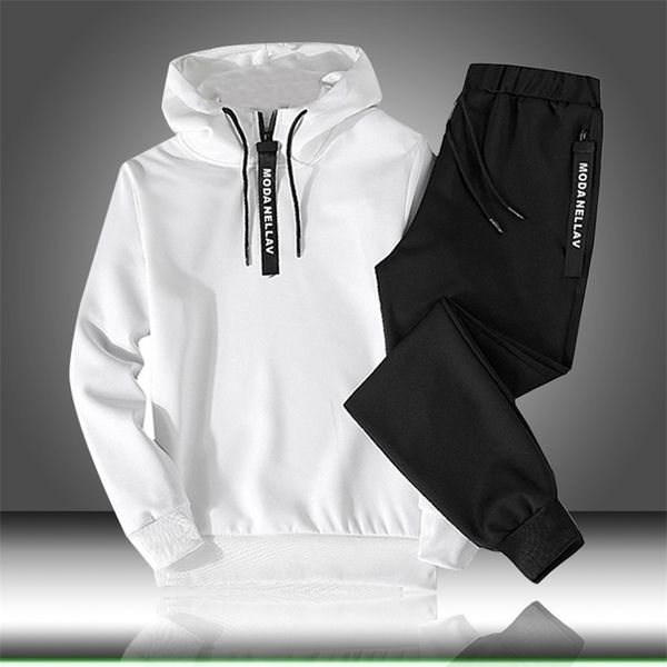 

mens tracksuits sets tracksuit men autumn winter hooded sweatshirt drawstring outfit sportswear male suit pullover two piece set casual 2209, Gray