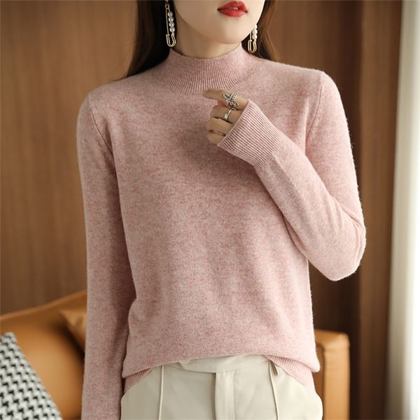 

women s sweaters 21 autumn winter half turtleneck sweater large size loose basic pure color wild knitted bottoming shirt soft stretch 220906, White;black
