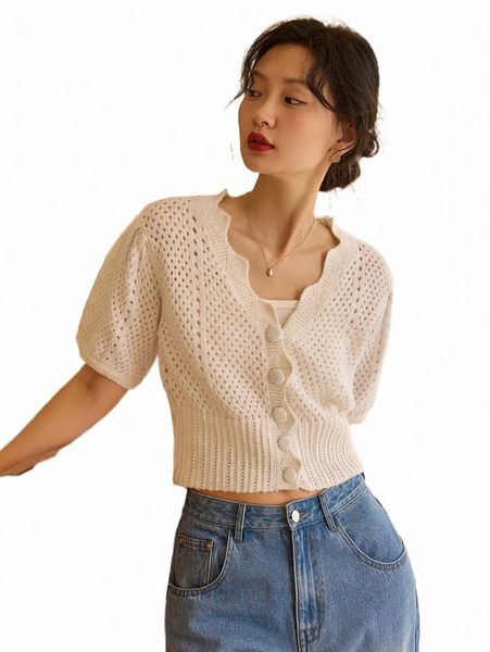 

women's sweaters dazy scallop trim pointelle knit cardigan c4su#, White;black