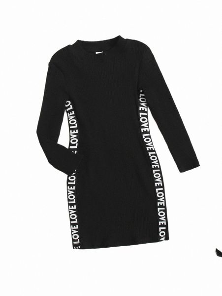 

others apparel toddler girls letter tape panel dress p9je#, Black;white