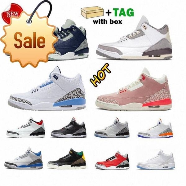 

mens 3 jumpman basketball shoes 3s womens rust pink racer blue unc midnight navy georgetown black cement cool trainers snea252t
