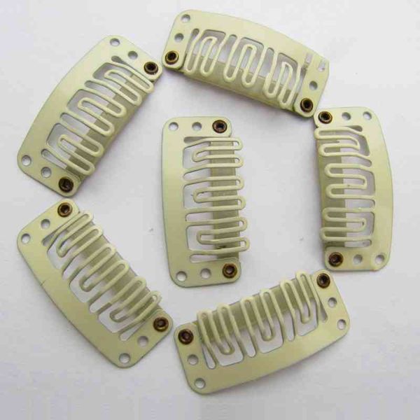 

6 teeth hair extension metal clip u shape weave toupee wig snap-comb clips styling tools 32mm 4 color hat fixing tool vtmhp1929, Black;brown