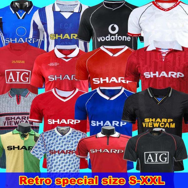 

manchester retro soccer jersey football man giggs scholes beckham ronaldo cantona solskjaer 06 07 08 manchester 94 96 97 98 99 86 88, Black