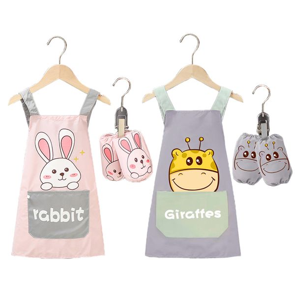 

bibs burp cloths apron children cartoon kitchen cooking baking sleeveless waterproof toddle boys girls smock painting clothes 220906