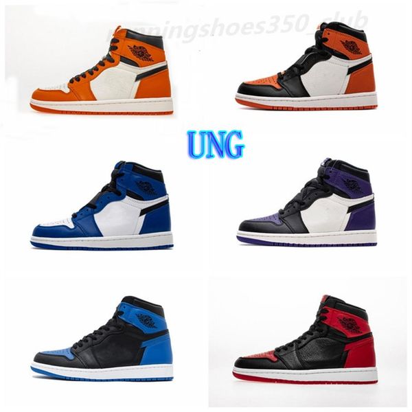 

1s men basketball shoes 1 university blue obsidian bred shadow digital pink women mens trainers sports sneakers drop tq012450, Black;brown