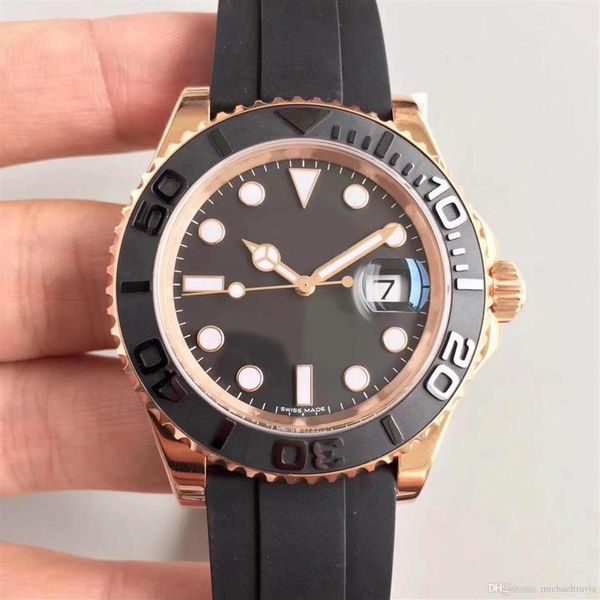 

men's watch 18ct rose gold shell 116655 series 40mm ceramic bezel sapphire glass automatic mechanical movement rubber strap2251, Slivery;brown