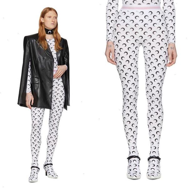 

moon printed pantyhose women thin elastic slim legging pants spring autumn, Black
